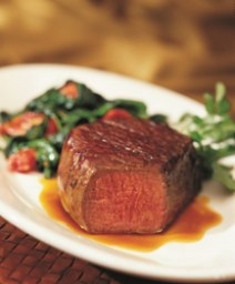 SLICED FILET WITH CIPPOLINI ONIONS  AND WILD MUSHROOMS