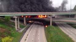 Tanker Fire Appears to Badly Damage Overpass
