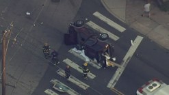 Man, Woman Injured in Overturned Vehicle
