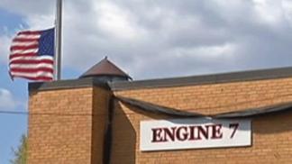 Flag Lowered to Half Staff at Ladder 10