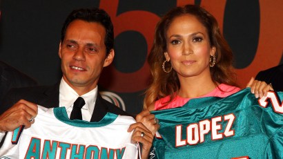 NEW YORK - JULY 21:  Marc Anthony and Jennifer Lopez attend the NFL, ESPN/ESPN Deportes and the Miami Dolphins press conference at the Time Warner Center on July 21, 2009 in New York City.  (Photo by 