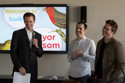 Publisher Tim O'Reilly said we were past the "shake the vending machine" style of politics, but one shake from Twitter's Evan Williams and Gavin Newsom delivered. Publisher Tim O'Reilly said we were past the "shake the vending machine" style of politics, but one shake from Twitter's Evan Williams and Gavin Newsom delivered.