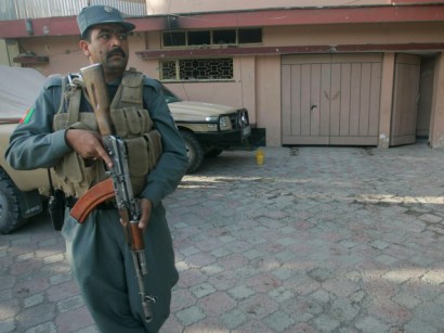 Afghan police stood guard earlier this month when a rocket hit near the U.S. embassy in Kabul. Afghan police stood guard earlier this month when a rocket hit near the U.S. embassy in Kabul.