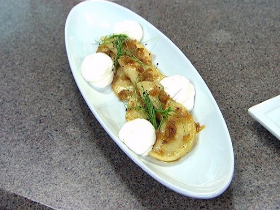 Pierogies with Onions, Thyme and Sour Cream