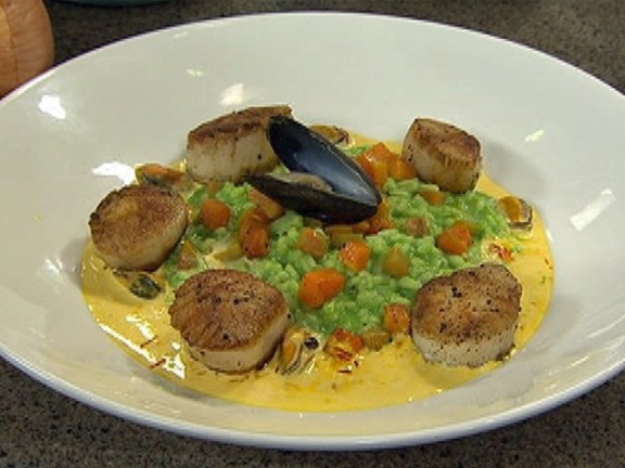 Scallops with Tarragon Butternut Squash Risotto