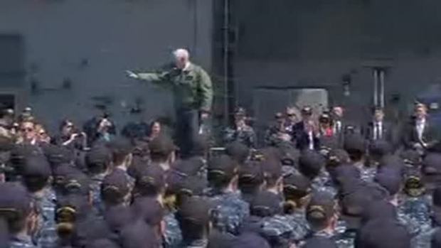 [NATL] 'We Will Defeat Any Attack': Pence to Crowd on USS Ronald Reagan