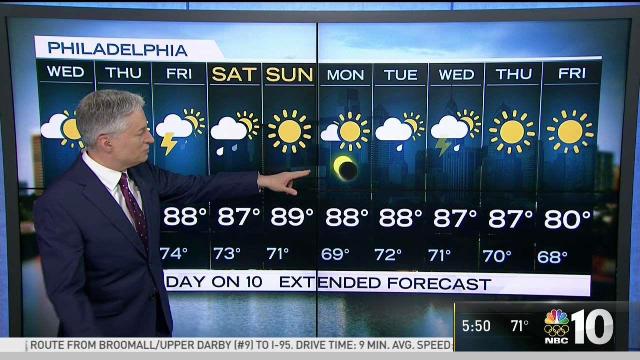 <p>Foggy morning but temperatures expected to be in the 80s for Wednesday. Beware of a rip current risk at the shore due to the off-shore Hurricane Gert. NBC10 First Alert Weather meteorologist Bill Henley has your forecast .</p>