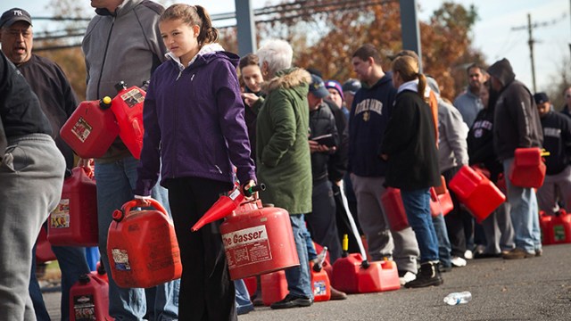 Lines for Gas in New Jersey After Hurricane Sandy