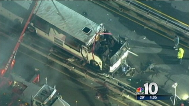 NBC10's Deanna Durante reports that it could take up to six weeks to determine the cause of a Calvary Coach bus crash in Boston that left Bucks County students hurt after the bus hit an overpass.