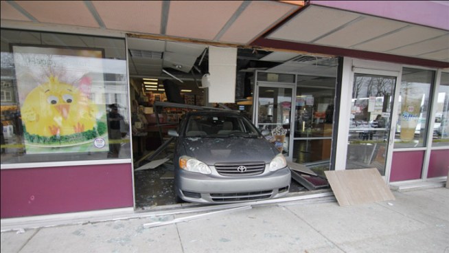 On Monday afternoon, a car crashed through the window of a Dunkin' Donuts in Roxborough. NBC10 obtained surveillance video of the crash and spoke with the driver.