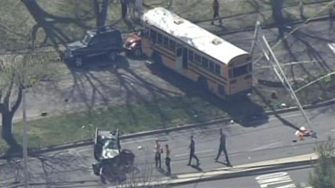 A dozen are injured and one person dead after a school bus and a pick-up truck collide in Toms River, Ocean County. Eleven middle school students from Toms River Intermediate East School, and their bus driver, suffered minor injuries. The driver of the pick-up truck, who was just a few blocks from his home, was killed. One student who was on the bus spoke to NBC 10 about the terrifying crash. The Toms River Police Department, the Prosecutor's Office and the State Police are investigating the accident. 