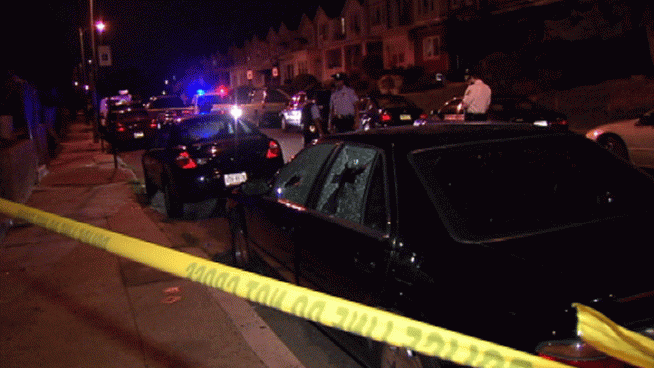 The shooting happened late Monday night. Police say all four victims are in their early 20s. Two are in critical condition. Police tell NBC10's Marisa Brahney the only description of the car they have is that it was a red or burgundy vehicle.