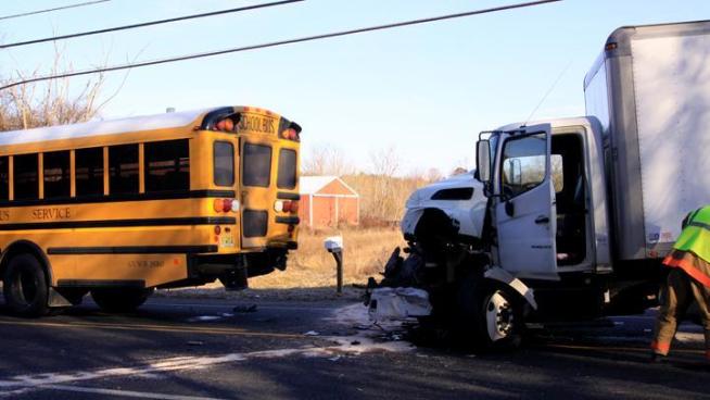 Seven students were checked out and then released from the hospital after their school bus crashed this morning in Upper Deerfield Township, Cumberland County, New Jersey.