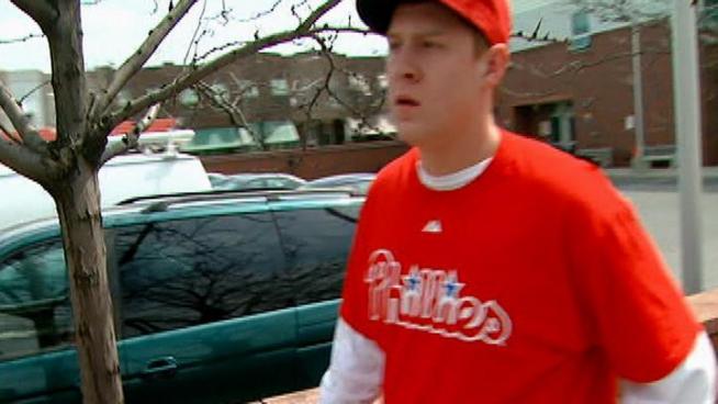 The former player, best known for being pushed by his coach, was arrested at the Phillies game on Wednesday.