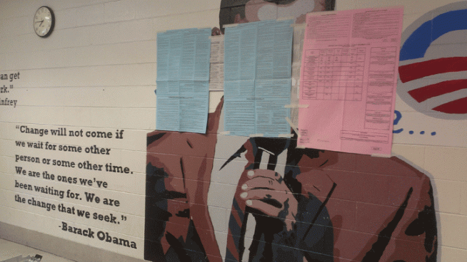A mural of President Obama caused some controversy on Monday at Ben Franklin Elementary School. A Philadelphia court ordered for the mural to be covered up. NBC10's Christine Maddela reports.
