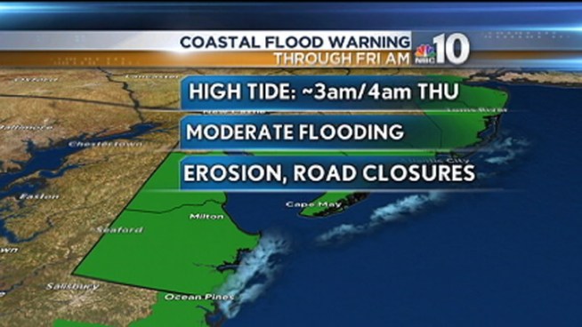 While the storm has died down, Glenn and Sheena say the threat of coastal flooding isn't over for the Jersey Shore and Delaware.