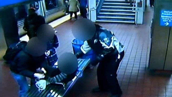 NBC10 has obtained exclusive surveillance video showing a SEPTA Police officer nabbing a robber. It happened at the 30th and Market Street station around 9 a.m. Thursday. Investigators say the robber tried to steal a cell phone from a University of Pennsylvania student. That's when authorities say plain clothes Sgt. Tim Catto sprang into action and subdued the 14 year-old suspect. During a struggle a man stepped in to help Catto. The teen was taken into custody. His accomplice ran off.