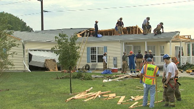 A storm ripped through Camden, Delaware Monday afternoon, tearing through roofs and toppling trees. Twenty homes were damaged. NBC10's Denise Nakano spoke with some of the homeowners. 