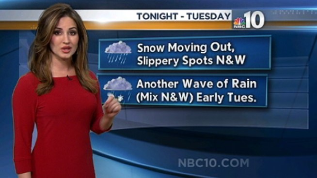 The snow has moved out of the area but the rain will continue overnight. 