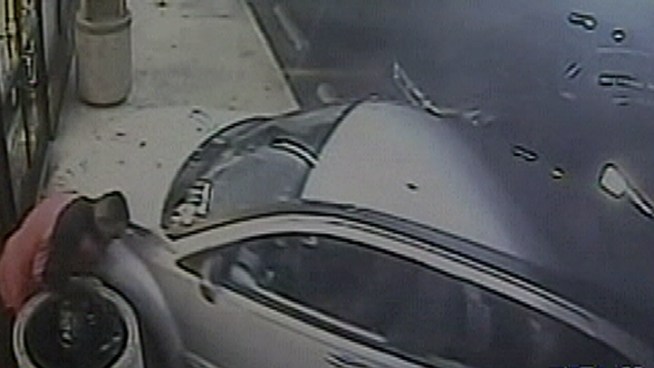 A Delco man is recovering after being pushed through a 7-11 window. Police say know who was driving the Dodge Caliber and they want the Upper Darby woman to come forward.