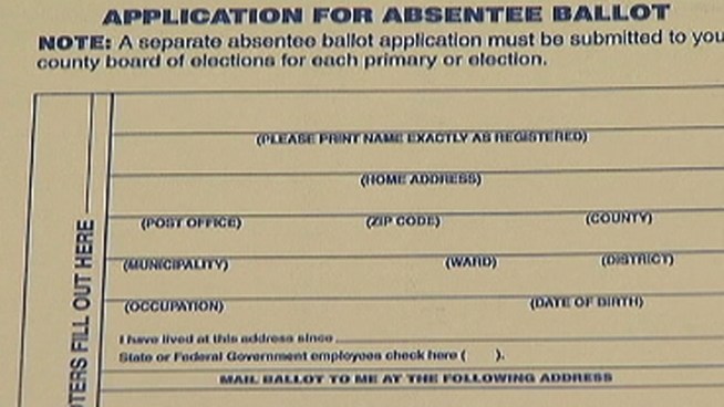 The absentee ballot applications at the Bucks County Democratic Headquarters don't ask for a driver's license number or the last four digits of the applicants social security number, which are required by the new Pennsylvania voter ID law. NBC10's Doug Shimell reports. 