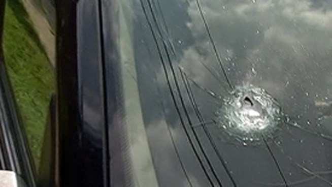 Bullet holes were found in at least seven cars parked on the 4900 block of Warrington Avenue. According to police the bullet holes were caused by two men in a gun battle early Thursday morning. NBC10's Doug Shimell spoke to residents as they examined the damage to their cars.