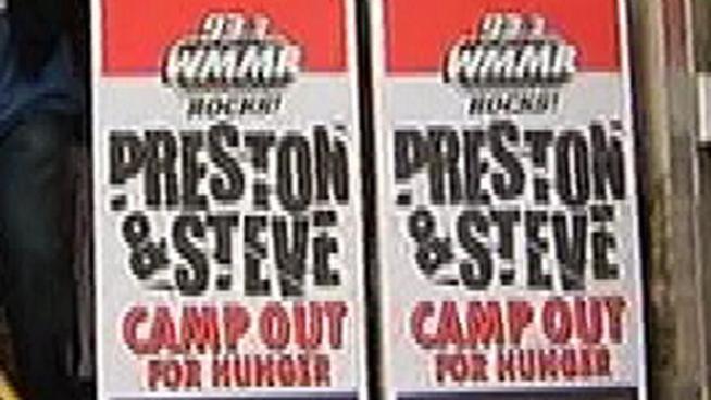 WMMR Radio's Preston and Steve are camping out at the Metroplex Shopping Center in Plymouth Meeting to collect food donations to give to those in need this holiday season.