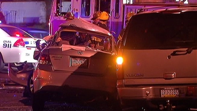 Two people were killed when a driver, who police say was visibly impaired, crashed into the car they were riding in.
