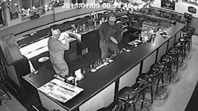 Toms River Police say the man, armed with an automatic handgun, came into the lodge demanding cash. The bartender attempted to stop him, while a 66-year-old female member of the lodge hit the suspect with a big bottle of alcohol.