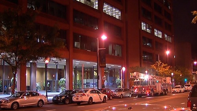 Fire officials say the white substance found in the mailroom of the Wells Fargo building at 4th and Market was tested and it is not hazardous.
