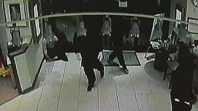 The Bernie Robbins Jewelry Store in Radnor Township, was robbed Wednesday night around 6:30 p.m. Investigators say, that several armed robbers rushed in the store and smashed the Rolex watch cases. Police are searching for the suspects. NBC10's Justin Pizzi reports the details.  