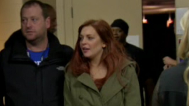 While Justin Bieber, OneRepublic, Psy and The Wanted were rocking in the holiday season at the Wells Fargo Center in Philadelphia on Wednesday, Lindsay Lohan was spotted backstage taking in Q102's Jingle Ball 2012 presented by XFINITY.
