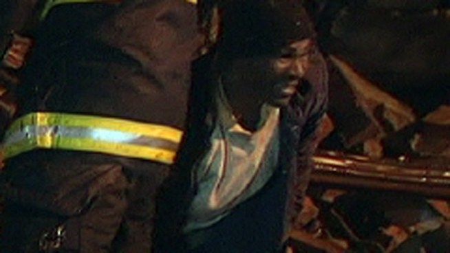 While firefighters were on the scene of three-story building collapse in North Philadelphia they found a man in the rubble. The man was then arrested for disorderly conduct cops told NBC10's John Clark. 