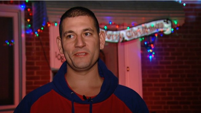 Mike Perry of Aldan talks to NBC Philadelphia about recent thefts of Christmas decorations from his lawn.