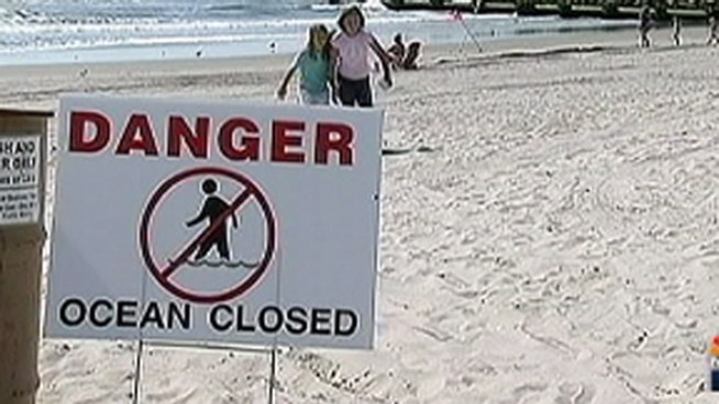 No swimming is allowed in Ocean City, N.J. from Stenton Place to Delancey Place. According to Ocean City officials a sewer overflowed into the street and some of the sewage flowed through the storm drain and into the ocean. NBC10's Ted Greenberg spoke to disappointed shore goers.