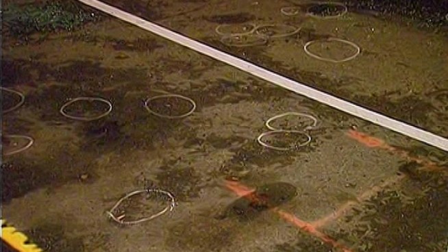Police say the shooter fired 28 shots at the victim. Eight hit him. After he was shot, his car slammed into a home nearby.