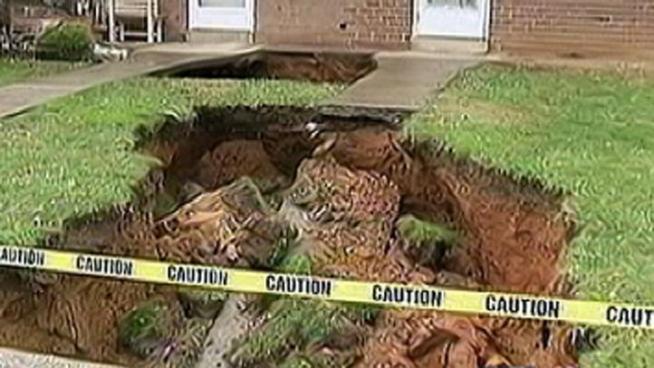 A water main break in Hanover Township forced some residents to evacuate their homes and caused a large sinkhole that gobbled up anything in its path.