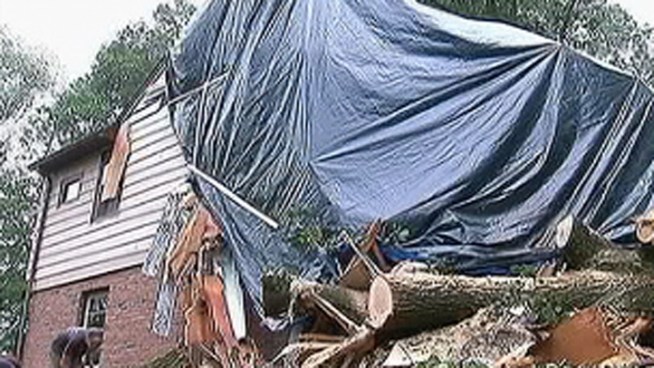 A tree came crashing through the roof of a South Coventry Township home on Thursday night. Severe winds knocked down the 20-ton tree. Dr. Sharon Kelly tells NBC10's Jesse Gary that she is just grateful her 12-year-old daughter wasn't home when the tree destroyed her bedroom.