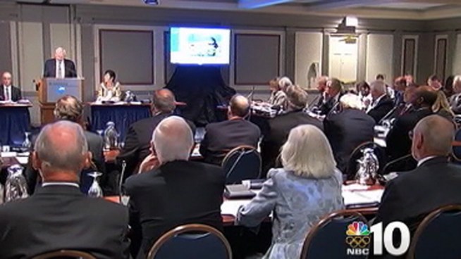 Penn State University board of trustees voice their support of tough penalties imposed by the NCAA over how the university handled child molestation allegations against a former assistant coach.  NBC10's Denise Nakano reports.