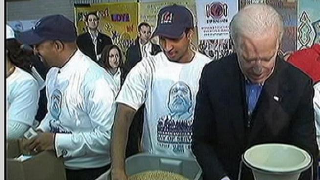 Vice President Joe Biden spoke at Girard College on Monday in honor of Martin Luther King Jr. Day. Thousands of people were at the college volunteering for the day. 