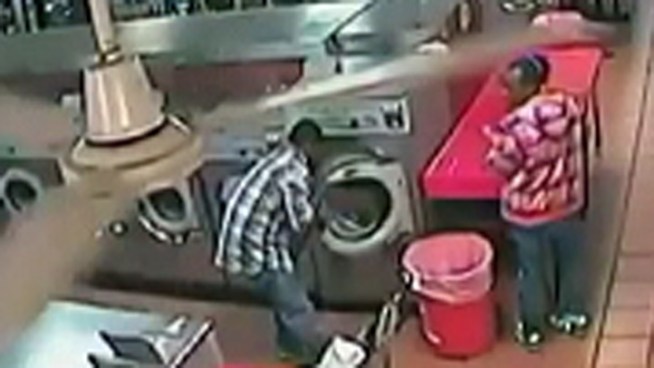 A YouTube video of a child trapped inside a washing machine at a Camden laundromat recently went viral. Sakia David the mother of the trapped toddler told NBC10's Monique Braxton that her son was with a babysitter when the incident happened.