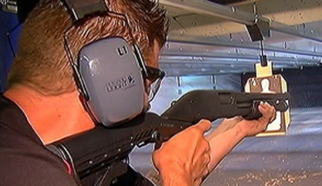 Weapons like the ones apparently used in the movie theater massacre are legal in both Pa. and Del. NBC10's Lu Ann Cahn went to a local store to get a closer look at the assault weapons James Holmes allegedly used. 