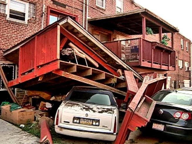 Seven people were injured, including a baby girl, when the rear deck of a home came down during a block party and barbecue on Saturday, September 4, 2010 in the Cedarbrook neighborhood of <a title=