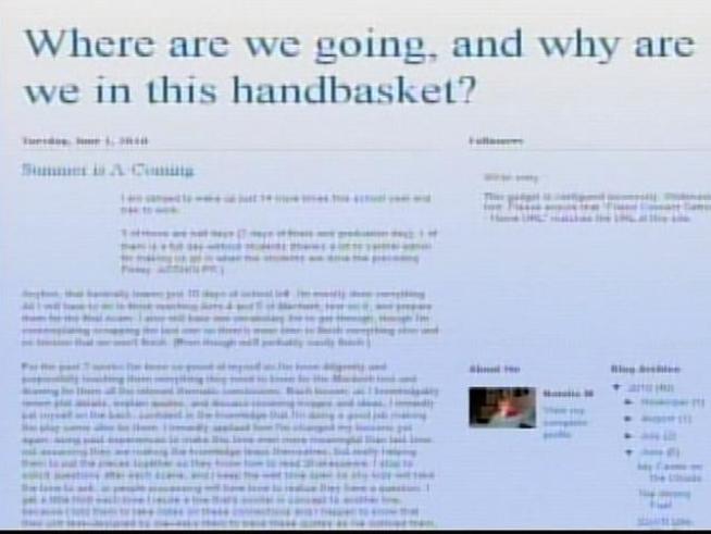An honors English teacher at Central Bucks East is suspended for posting a vulgar rant about her students and their parents on an online blog.
