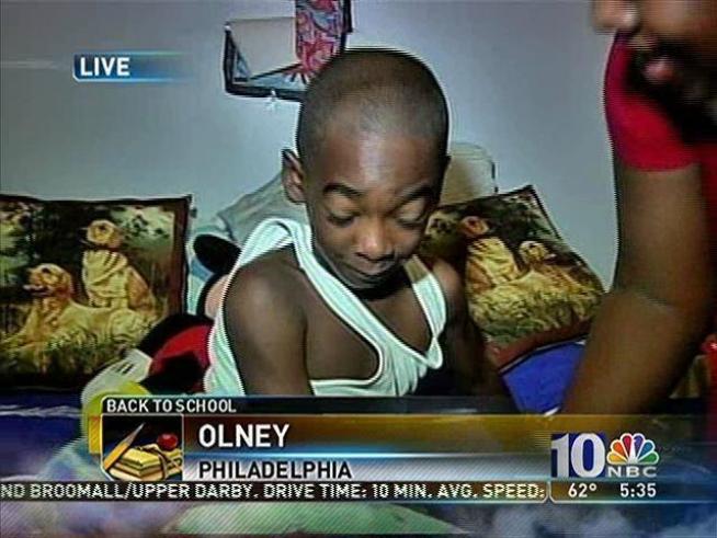 7-year old Allen had no idea he'd be awakened by a TV camera for the first day of school.