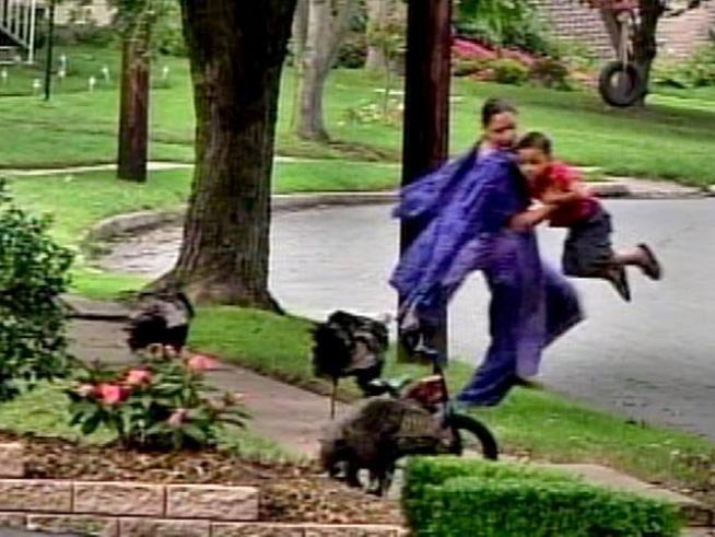 A group of wild turkeys is wreaking havoc in a Cherry Hill, N.J. neighborhood. The large birds attacked a mother and child Thursday afternoon. NBC Philadelphia photojournalist Bruce Ryan had to step in and help scare the turkeys away.<br /><br /> The turkeys run