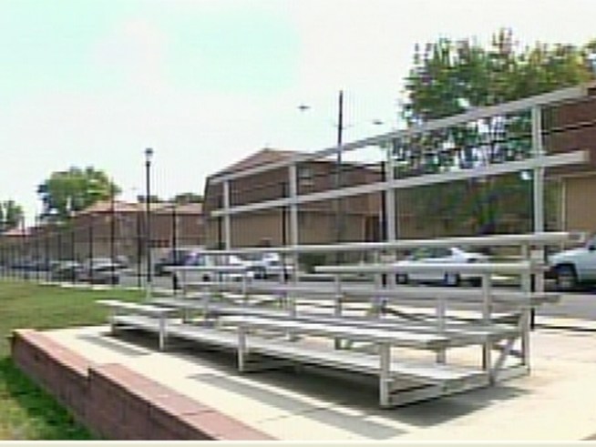 Thieves steal the bleachers from Whitman Park in <a title=
