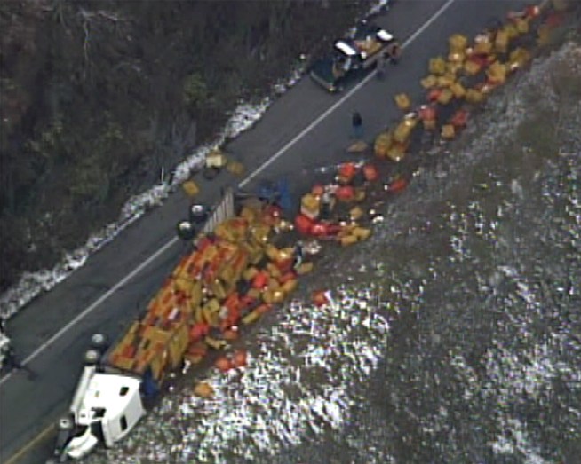 Chicken Truck Has Fowl Spill