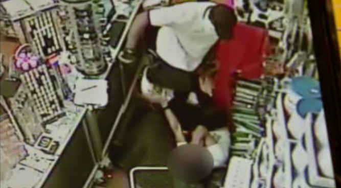 Police are investigating a brutal attack inside a market and pizza place in Frankford Wednesday night. The assault was caught on surveillance video. Police are searching for two suspects. NBC10's Claudia Rivero spoke to the store owner.