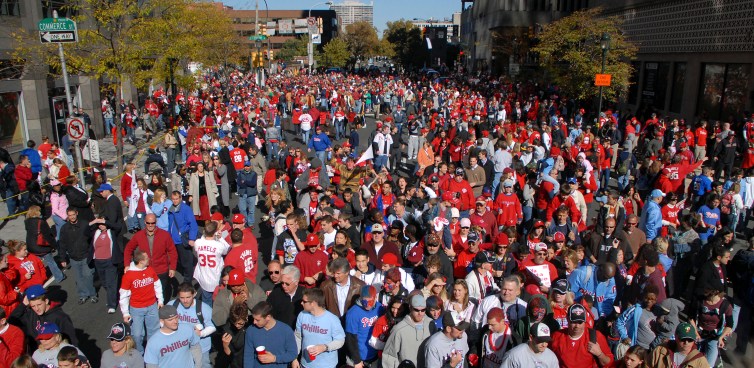Little Kid Fires Up Phils Parade Crowd
